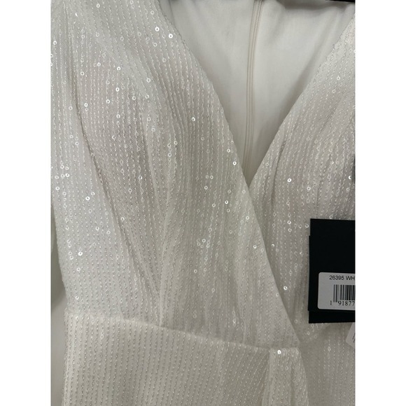 Mac Duggal Size 2 $398 NWT Sequin Wrap High Low Long Sleeve Wrap Gown - Picture 9 of 11